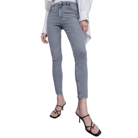 Zara Hi-Rise Gray Vintage Skinny Ankle Jeans Size 8 NWT - Picture 13 of 13